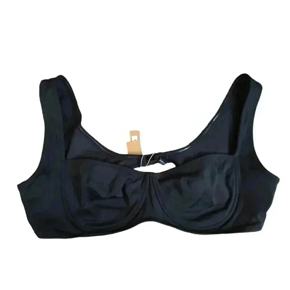 NWT SKIMS Shaping Swim Unlined Underwire Bikini Top Onyx 4X